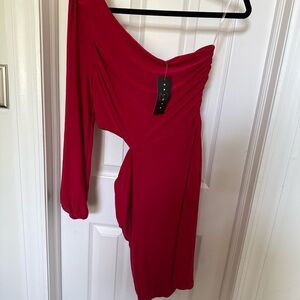Elegant Red One-Shoulder Dress